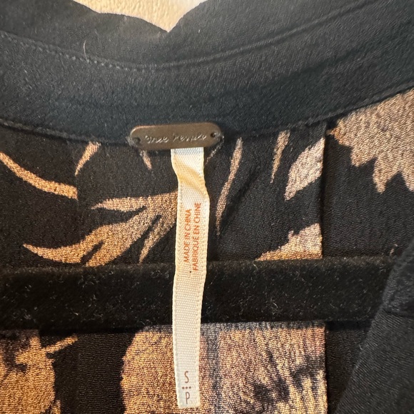 Free People Black Dress with Floral Patterns with button details size small - Picture 3 of 5